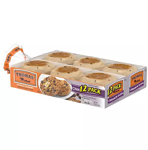 Thomas Cinnamon Raisin English Muffins, 12 pk. ( Inner Sealed )(Double Wrap