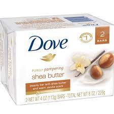 DOVE SHEA BUTTER BEAUTY BAR W/WARM VANILLA SCENT 2/ 4 OZ ea.