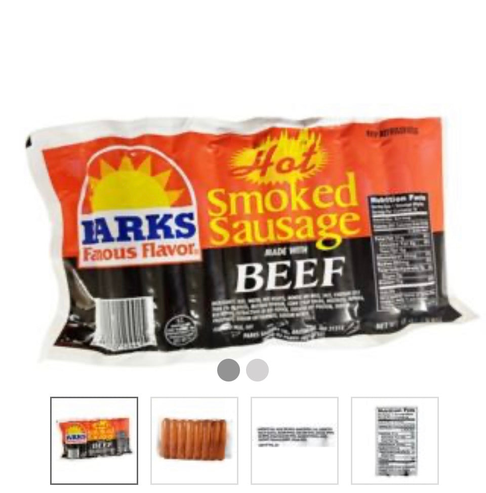 Parks Hot Beef Sausage 3 Lbs