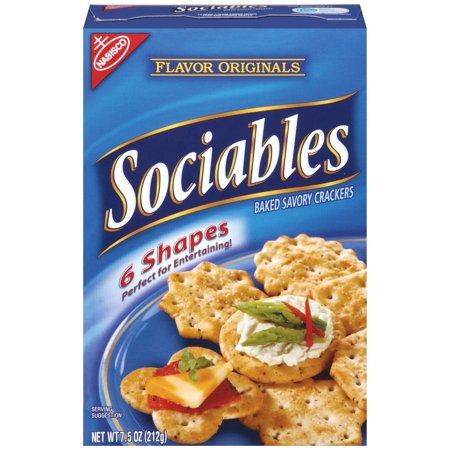 NABISCO SOCIABLES SAVORY BAKED CRACKER 7.5 OZ